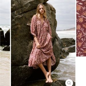 Daughters of India Floral Midi Dress in Red and Yellow